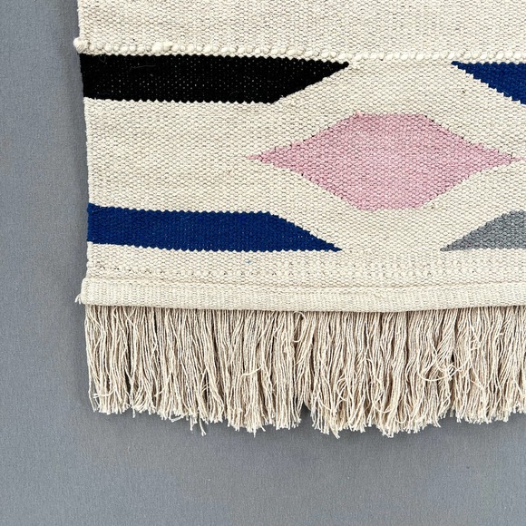 FROM INDIA TO YOU Macrame Tapestry Woven Wall Hanging Large Cream Boho Fringe - Picture 9 of 10